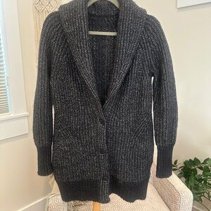 Gap Wool Blend Cardigan / Black Marled Knit / Size M